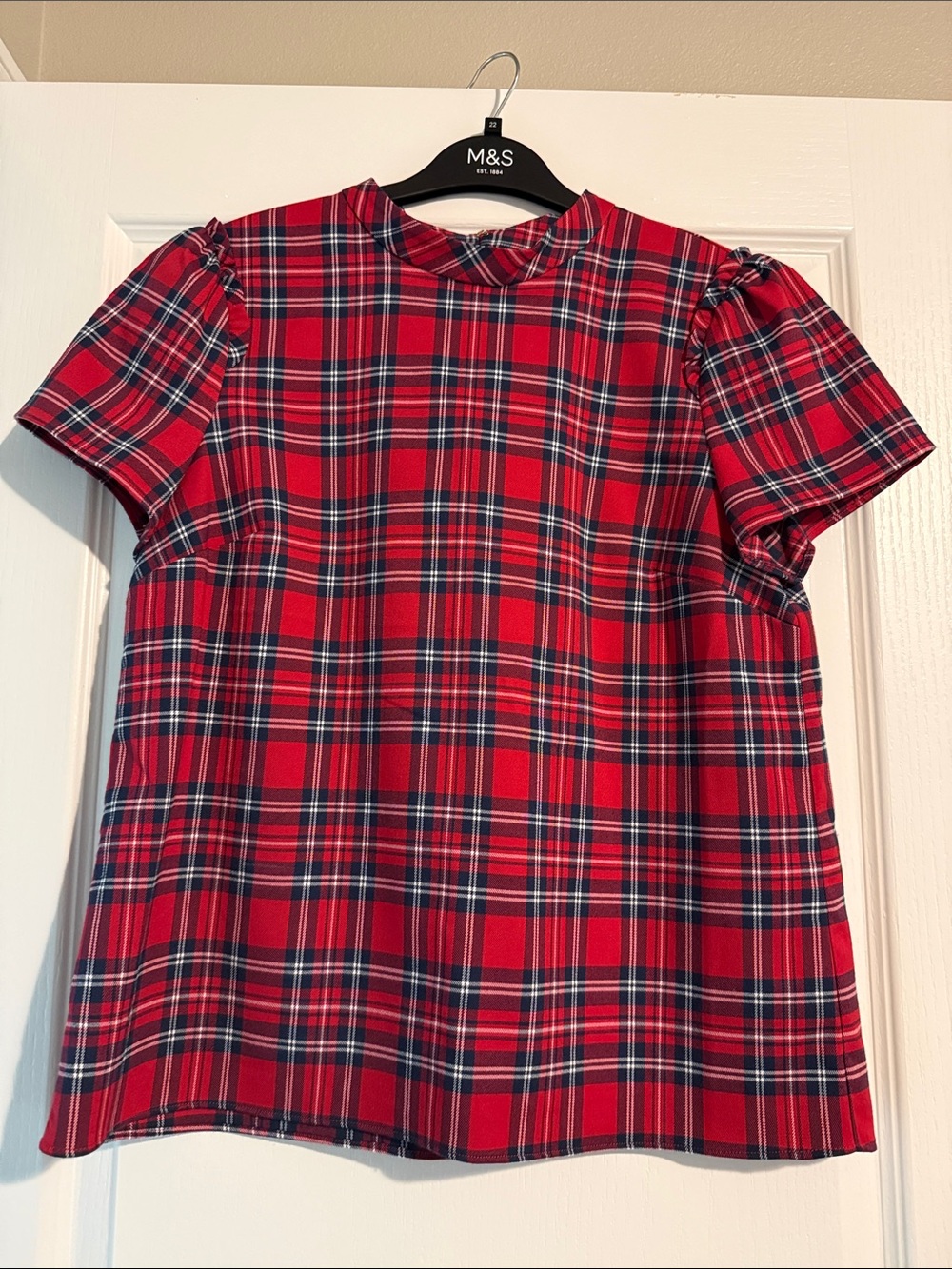 Draper James Red Tartan Short Sleeve Shirt